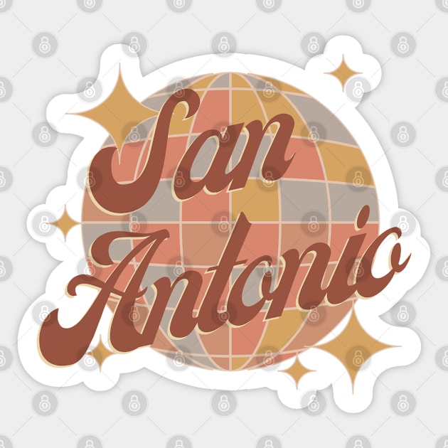 San Antonio City Texas Retro Vintage Design Disco ball Sticker by Bailamor